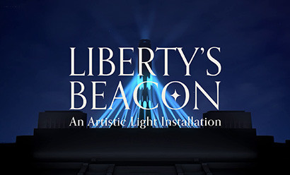 Rendering of blue lights on Liberty Memorial Tower